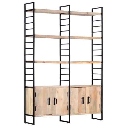 VidaXL vidaXL Solid Mango Wood 4-Tier Bookcase 124cm Book Racks Display Unit Cabinet
