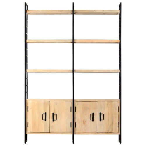 VidaXL vidaXL Solid Mango Wood 4-Tier Bookcase 124cm Book Racks Display Unit Cabinet 2