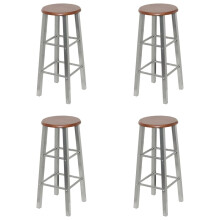 vidaXL 4x Bar Stools Silver and Brown MDF Bar Chair Kitchen Furniture Seat