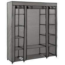 vidaXL Wardrobe with Compartments and Rods Grey Fabric Clothes Organiser Rack