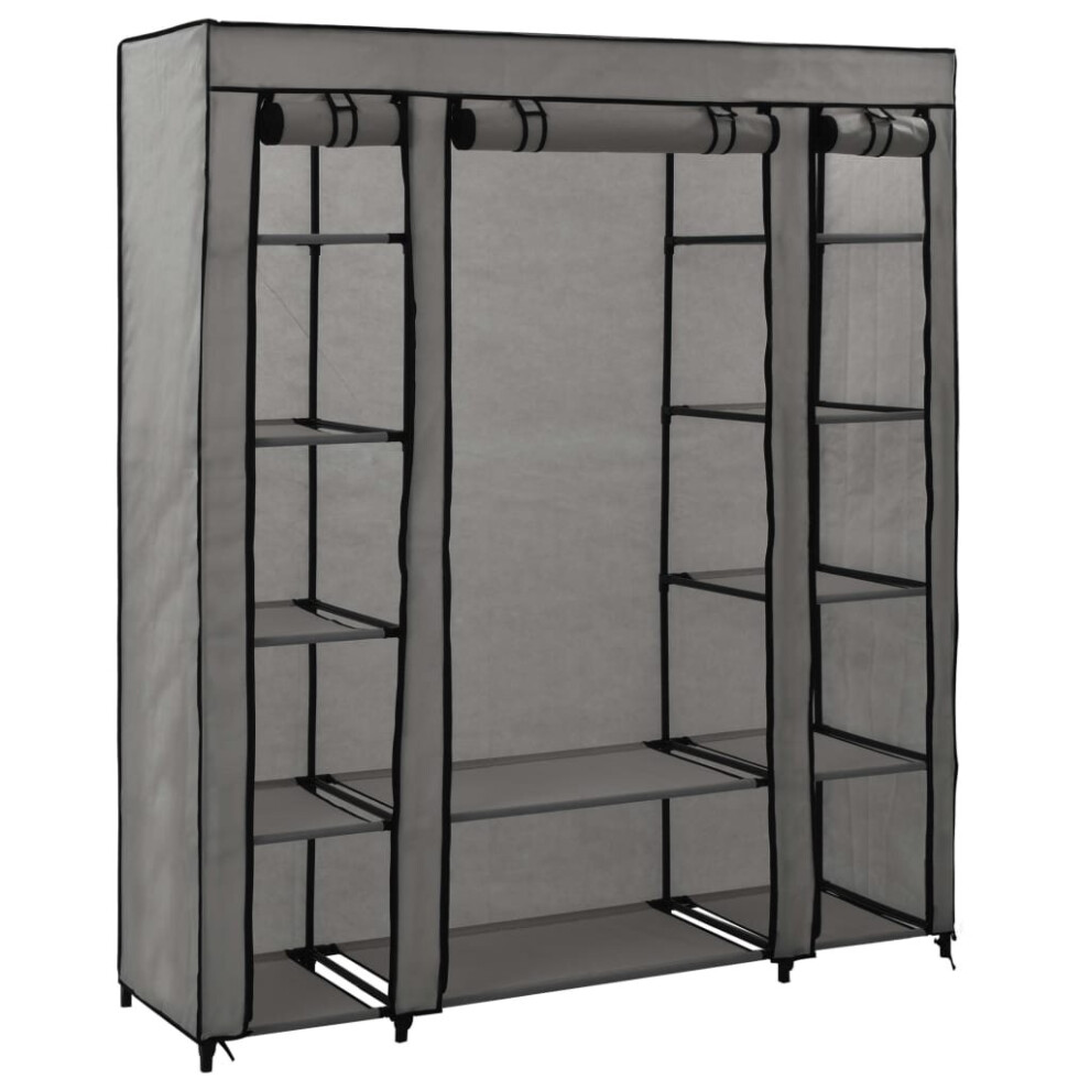 vidaXL Wardrobe with Compartments and Rods Grey Fabric Clothes Organiser Rack-image-OPC-P5TRWK8-NEW