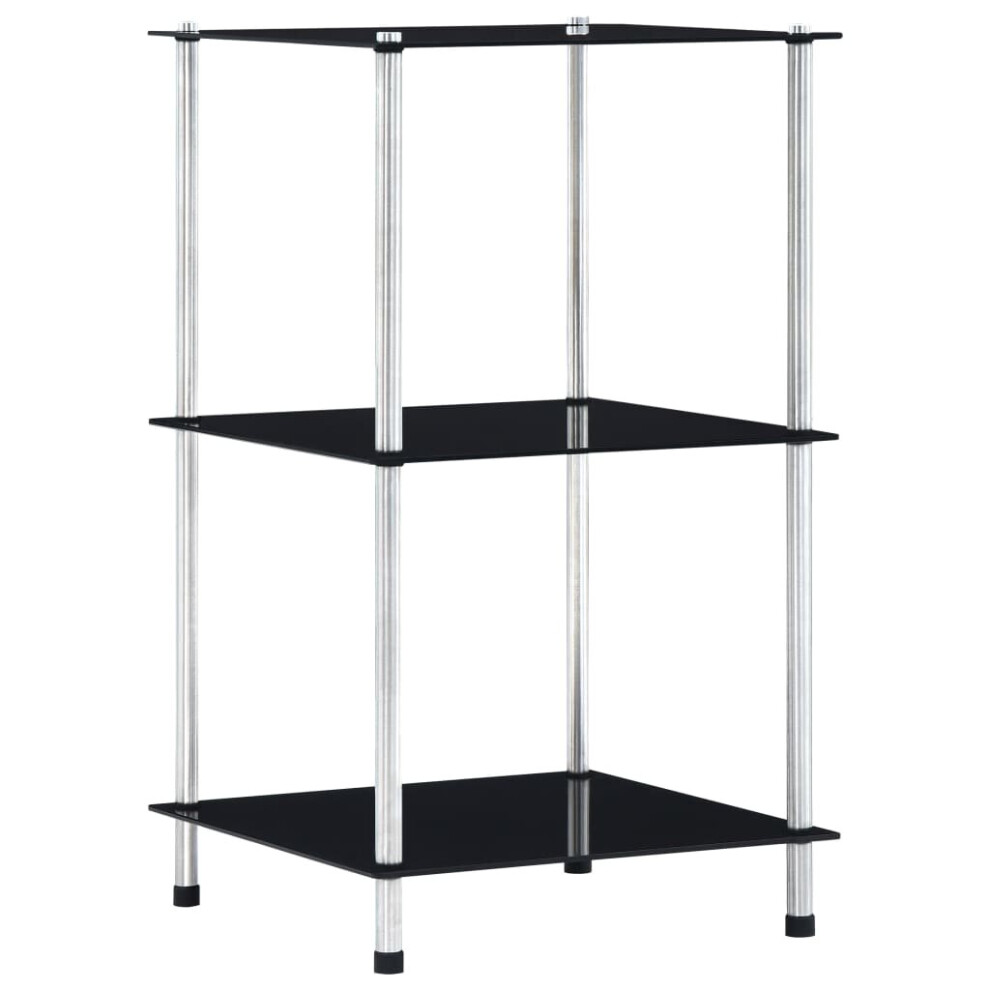 Vidaxl 3-Tier Shelf Tempered Glass Kitchen Showcase Spice Organiser Rack Black