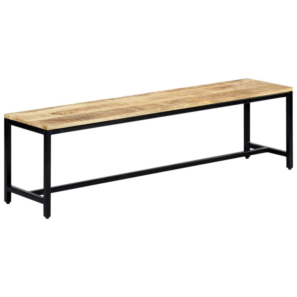vidaXL Solid Rough Mango Wood Dining Bench 160cm Hall Kitchen Dinner Seat