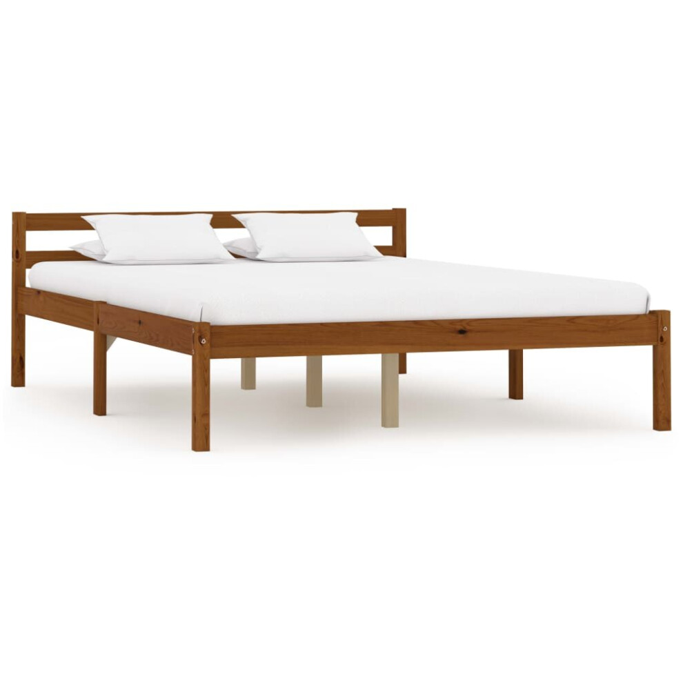 vidaXL Solid Pine Wood Bed Frame Honey Brown 120x200cm Single Bed Furniture