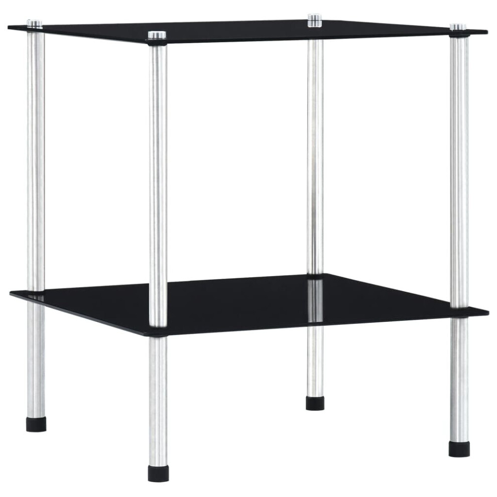 Vidaxl 2-Tier Shelf Tempered Glass Kitchen Showcase Spice Organiser Rack Black