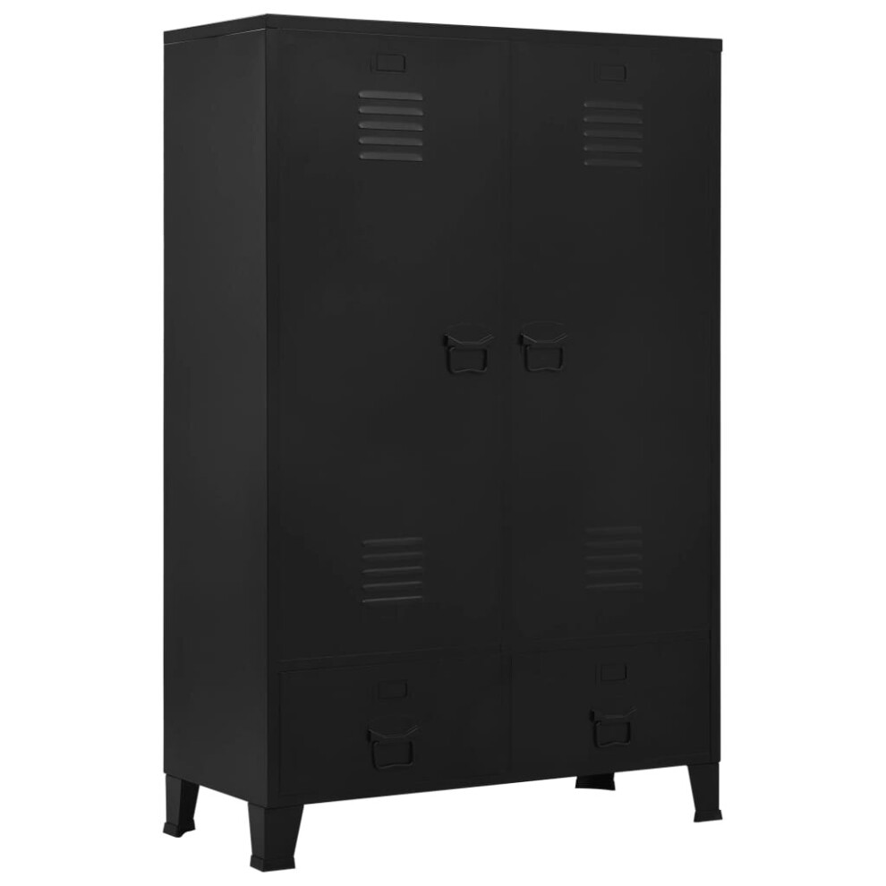 vidaXL Wardrobe Black 90x40x140cm Steel Cupboard Filing Cabinet Home Office