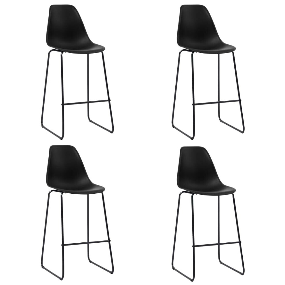 vidaXL 4x Bar Chairs Black Plastic Counter Pub Bar Chair Dining Room Furniture