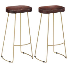 vidaXL 2x Solid Mango Wood Gavin Bar Stools 45x40x78cm Kitchen Dining Seat