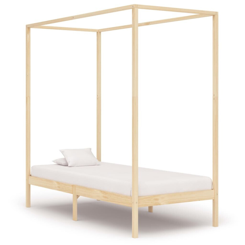 vidaXL Solid Pine Wood Canopy Bed Frame 90x200cm Single Beds Bedroom Furniture