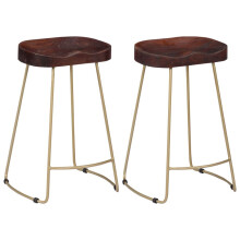 vidaXL 2x Solid Mango Wood Gavin Bar Stools 45x40x62cm Kitchen Dining Seat