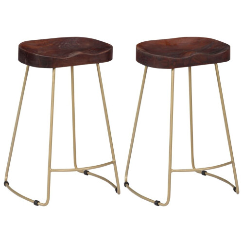 VidaXL vidaXL 2x Solid Mango Wood Gavin Bar Stools 45x40x62cm Kitchen Dining Seat
