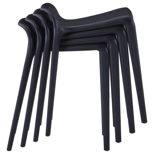 VidaXL vidaXL 4x Stackable Stools Black Plastic Kitchen Dining Room Counter Seat 1