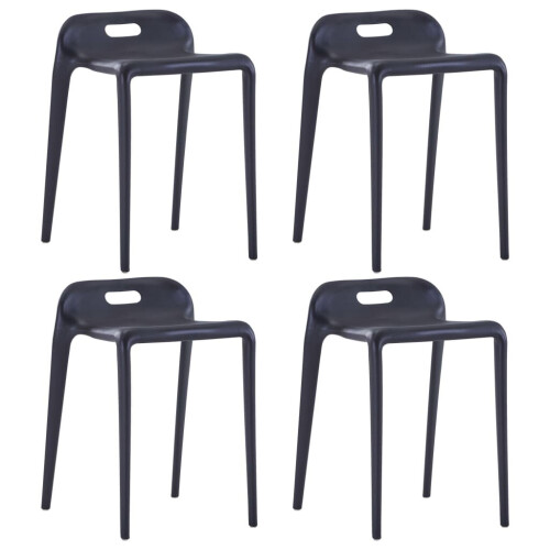 VidaXL vidaXL 4x Stackable Stools Black Plastic Kitchen Dining Room Counter Seat