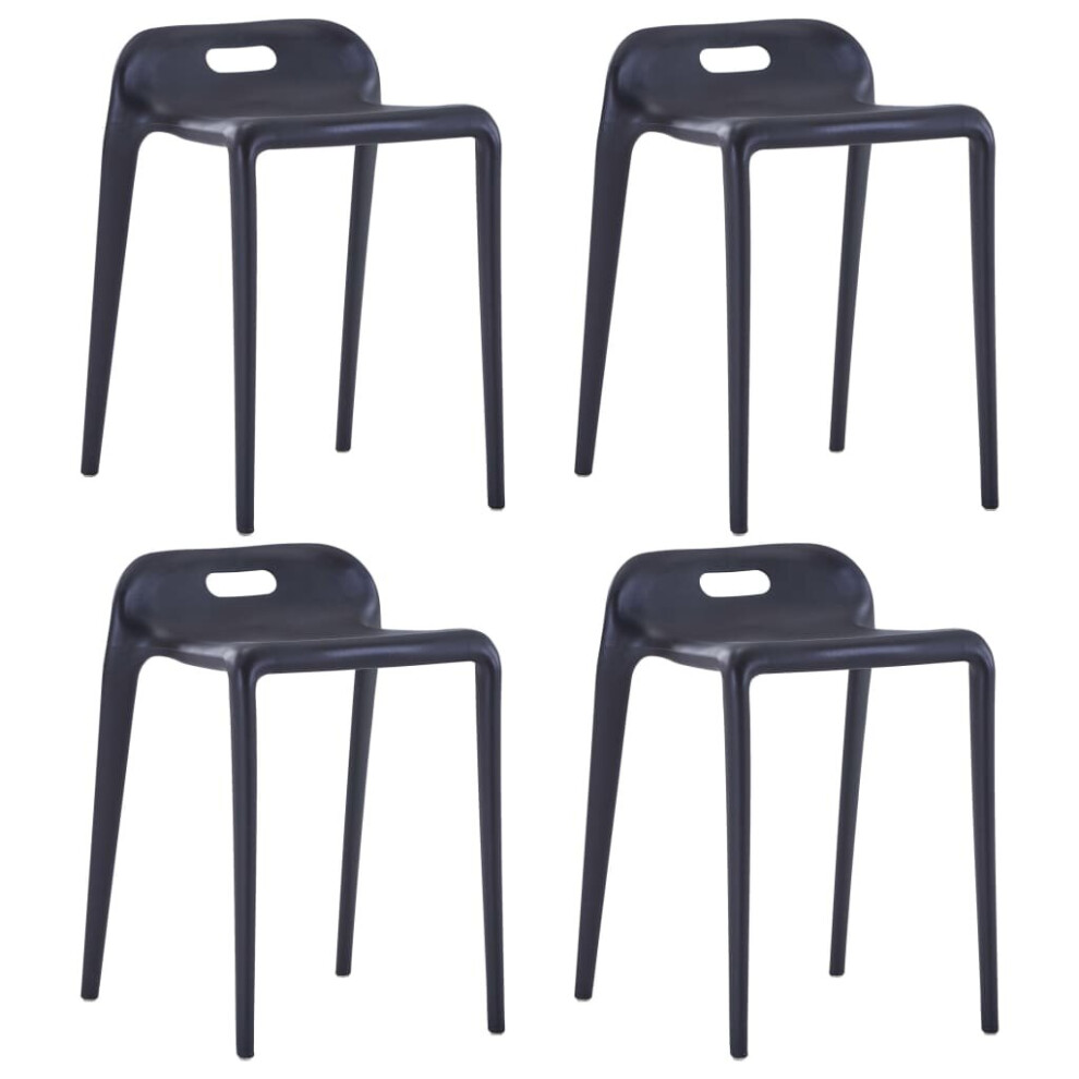 vidaXL 4x Stackable Stools Black Plastic Kitchen Dining Room Counter Seat