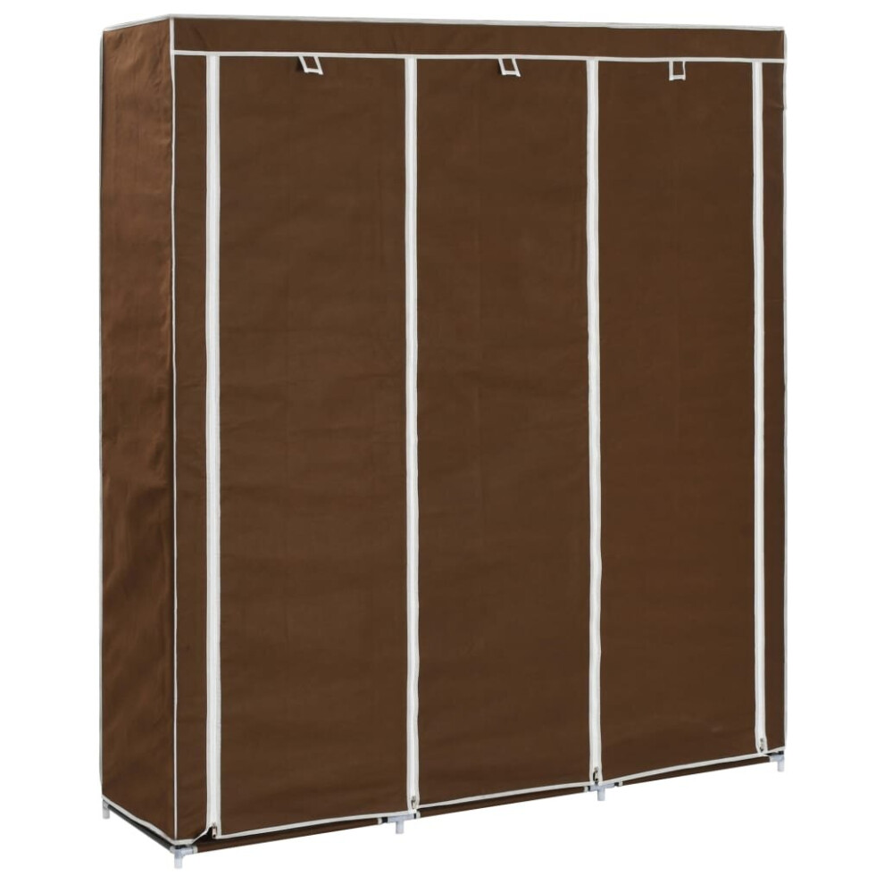 vidaXL Wardrobe with Compartments and Rods Brown Fabric Clothes Organiser