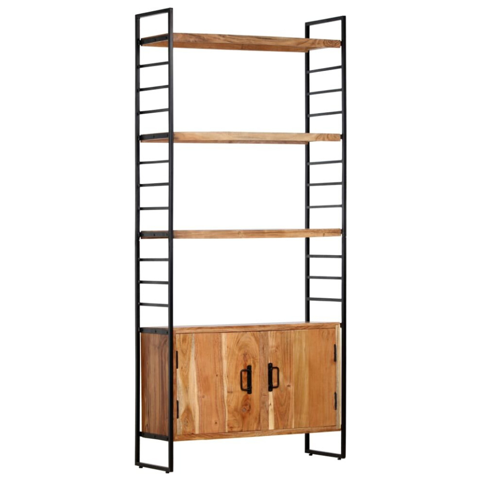 Vidaxl Solid Acacia Wood 4-Tier Bookcase 80Cm Book Racks Display Unit Cabinet