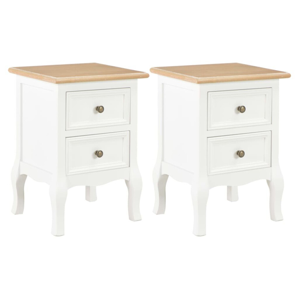 vidaXL 2x Bedside Cabinet White MDF Side Cabinet Bedroom Furniture Nightstand