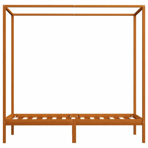 VidaXL vidaXL Solid Pine Wood Canopy Bed Frame Honey Brown 100x200cm Single Beds 2