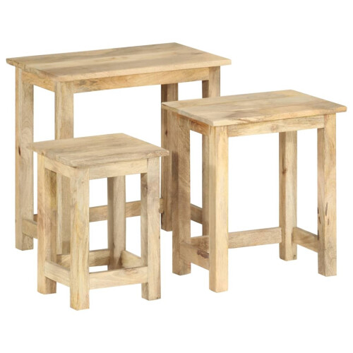 VidaXL vidaXL 3x Solid Mango Wood Nesting Tables Accent End Desks Telephone Stands