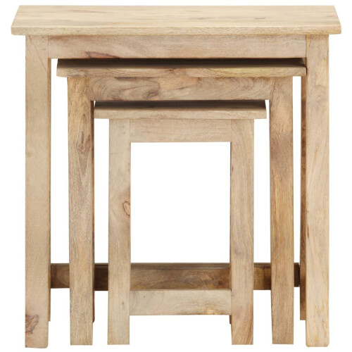 VidaXL vidaXL 3x Solid Mango Wood Nesting Tables Accent End Desks Telephone Stands 1
