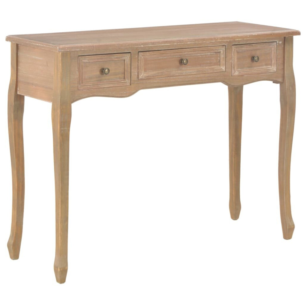 Vidaxl Dressing Console Table With 3 Drawers Brown Console Makeup Vanity Desk
