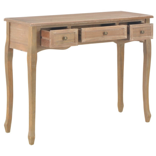 VidaXL vidaXL Dressing Console Table with 3 Drawers Brown Console Makeup Vanity Desk 1