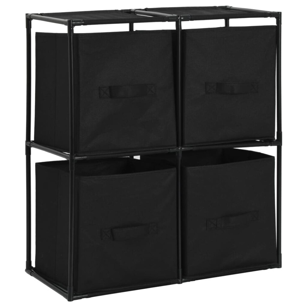 Vidaxl Storage Cabinet With 4 Fabric Baskets Steel Drawer Organiser Rack Black
