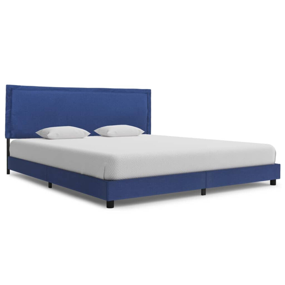 vidaXL Bed Frame Blue Fabric 160x200cm Upholstered Double Bedroom Furniture