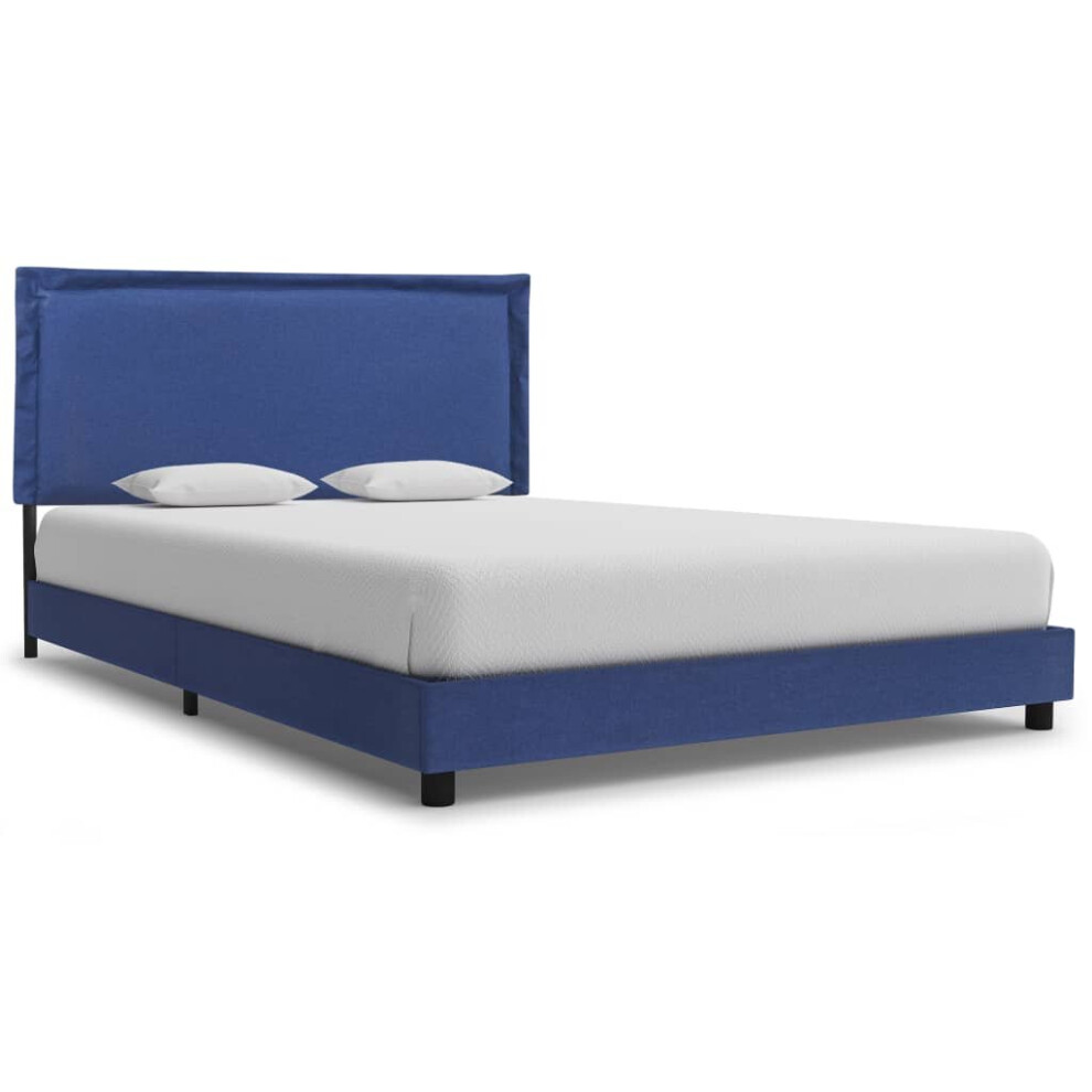 vidaXL Bed Frame Blue Fabric 140x200cm Upholstered Double Bedroom Furniture