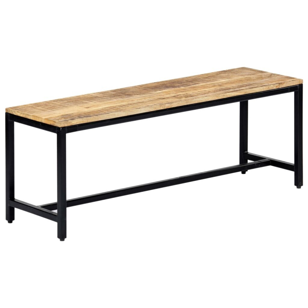vidaXL Solid Rough Mango Wood Dining Bench 120cm Hall Kitchen Dinner Seat