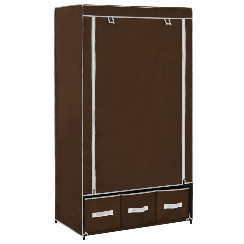 vidaXL Wardrobe Brown Fabric Closet Clothes Storage Organiser Cabinet Rack-image-OPC-P5TRX69-NEW