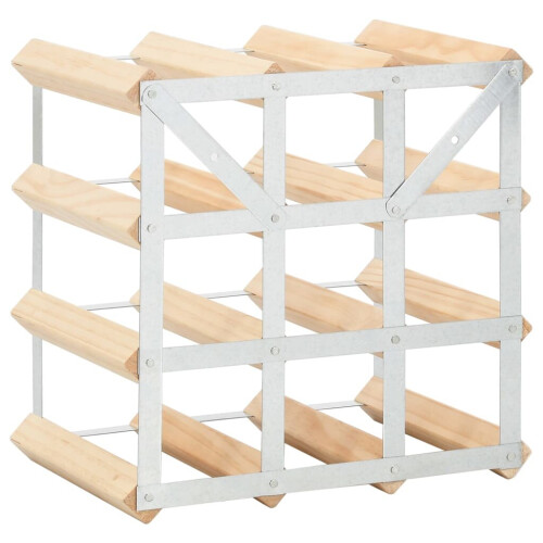 VidaXL vidaXL Wine Rack 12 Bottle Solid Pinewood Display Holder Storage Cabinet Shelf 2