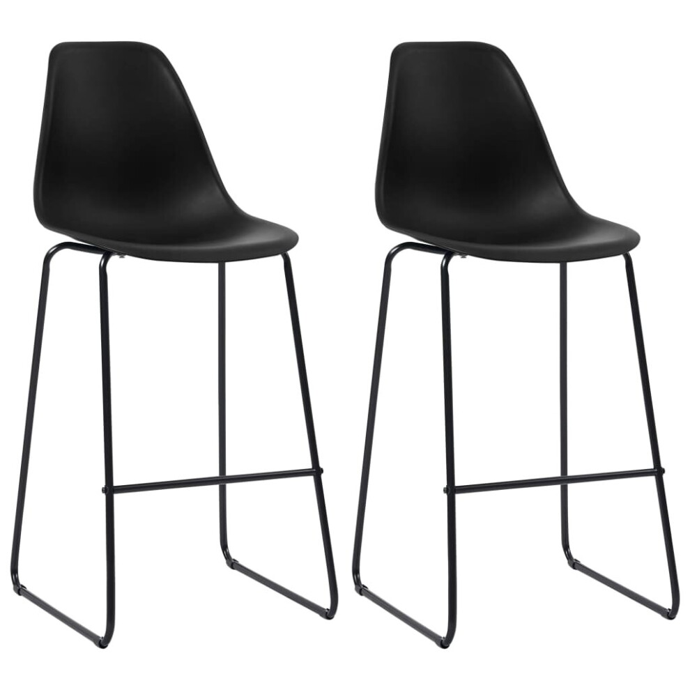 vidaXL 2x Bar Chairs Black Plastic Counter Pub Bar Chair Dining Room Furniture