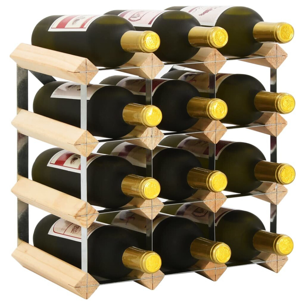 vidaXL Wine Rack 12 Bottle Solid Pinewood Display Holder Storage Cabinet Shelf