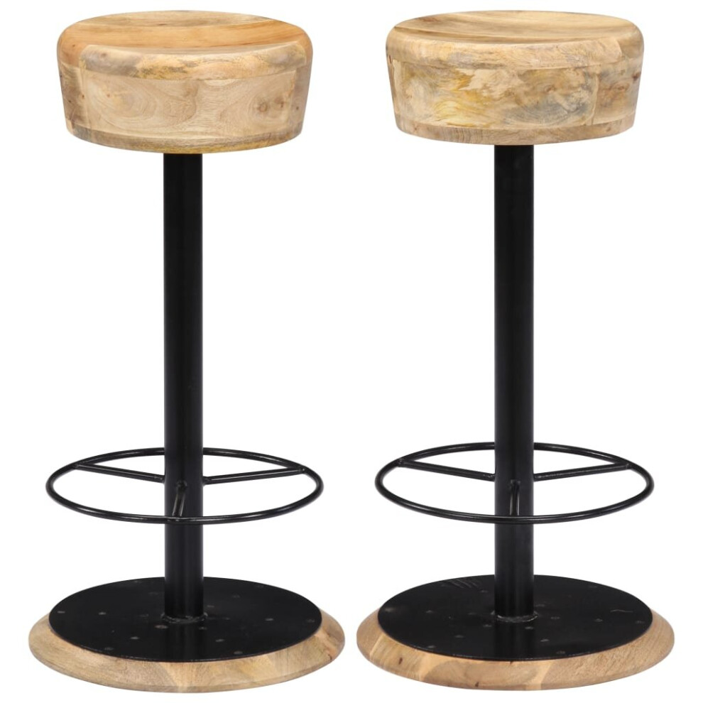 Vidaxl 2X Solid Mango Wood Bar Chairs Dining Room Kitchen Breakfast Pub Seat