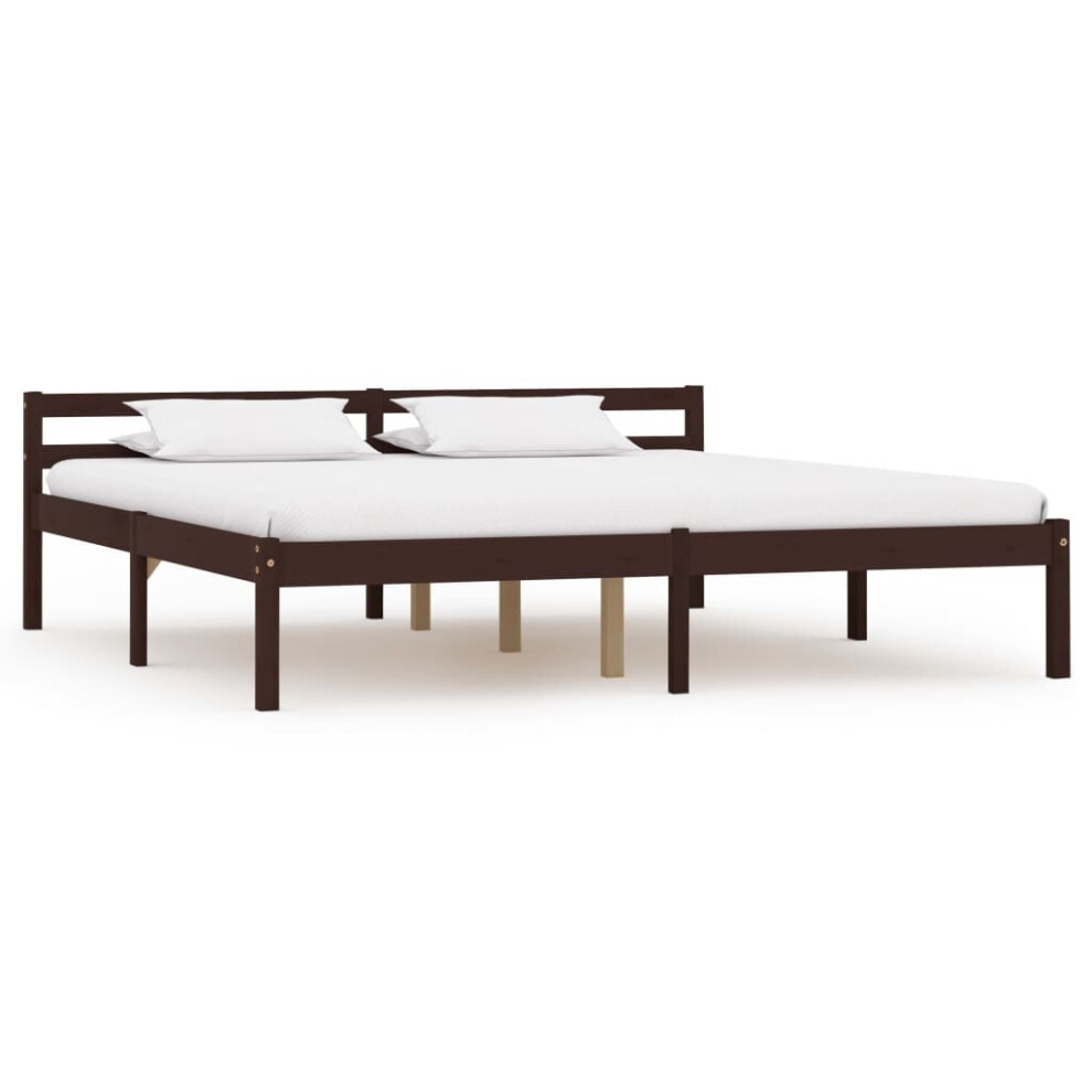 vidaXL Solid Pine Wood Bed Frame Dark Brown 160x200cm Single Bed Furniture