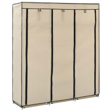 vidaXL Wardrobe with Compartments and Rods Cream Fabric Garment Organiser