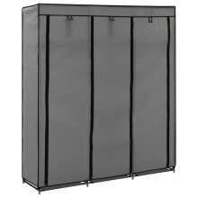 vidaXL Wardrobe with Compartments and Rods Grey Fabric Garment Stand Organiser