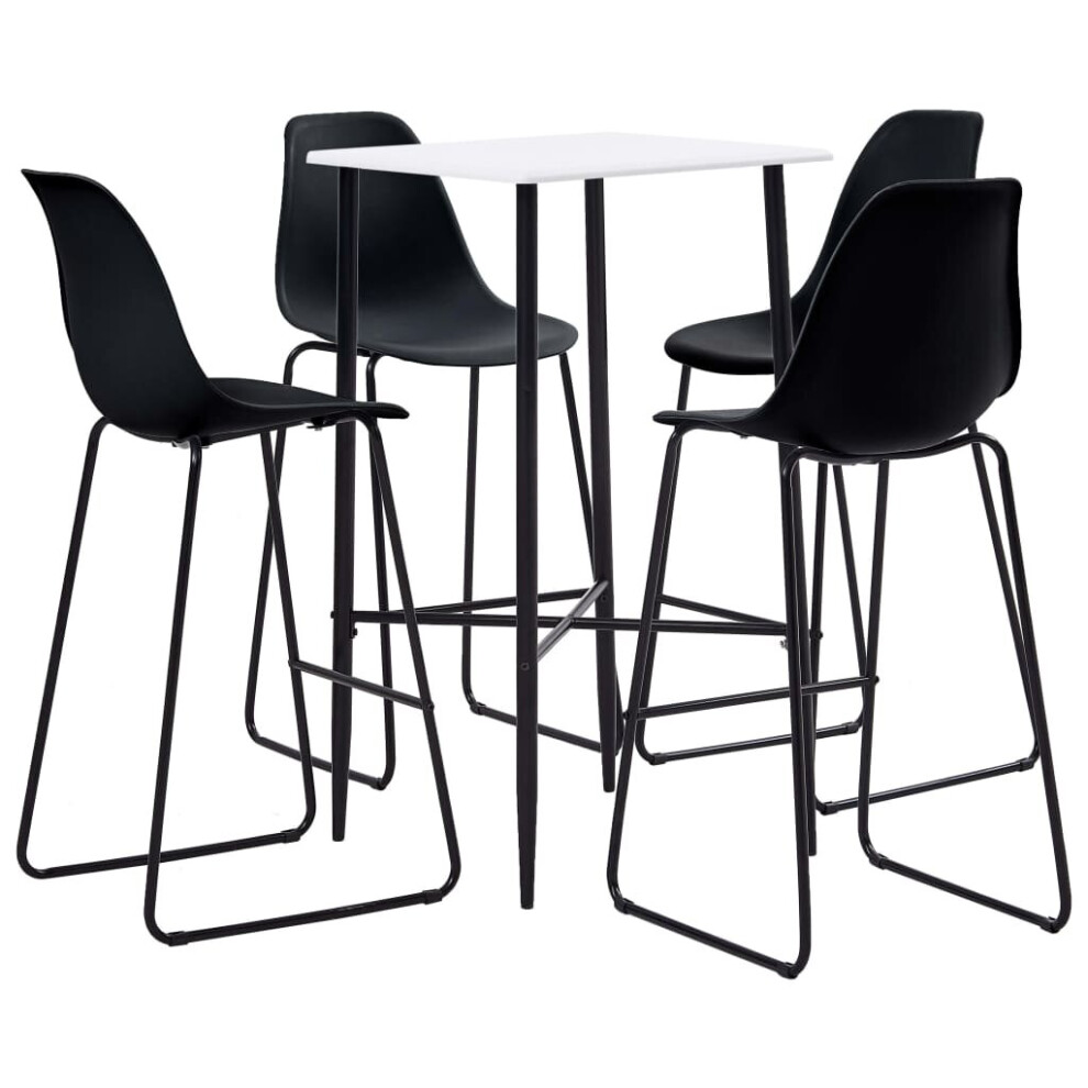 vidaXL 5 Piece Bar Set Plastic Black Pub Bistro Dining Breakfast Table Chair