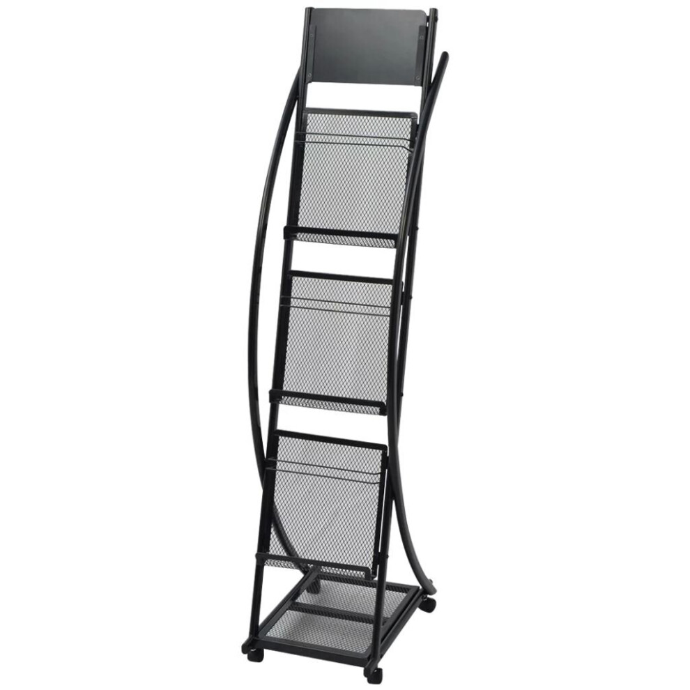 vidaXL Magazine Rack Newspaper Letter Storage Stand Organiser Shelves Black A4