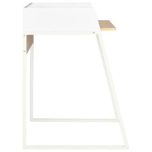 VidaXL vidaXL Computer Desk with Elevated Back White and Oak Office Writing Table 2