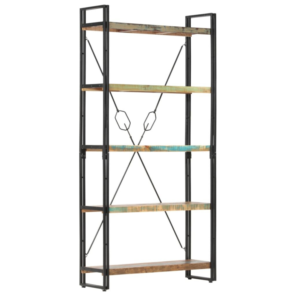 Vidaxl 5-Tier Bookcase Solid Reclaimed Wood 90X30x180cm Display Unit Highboard