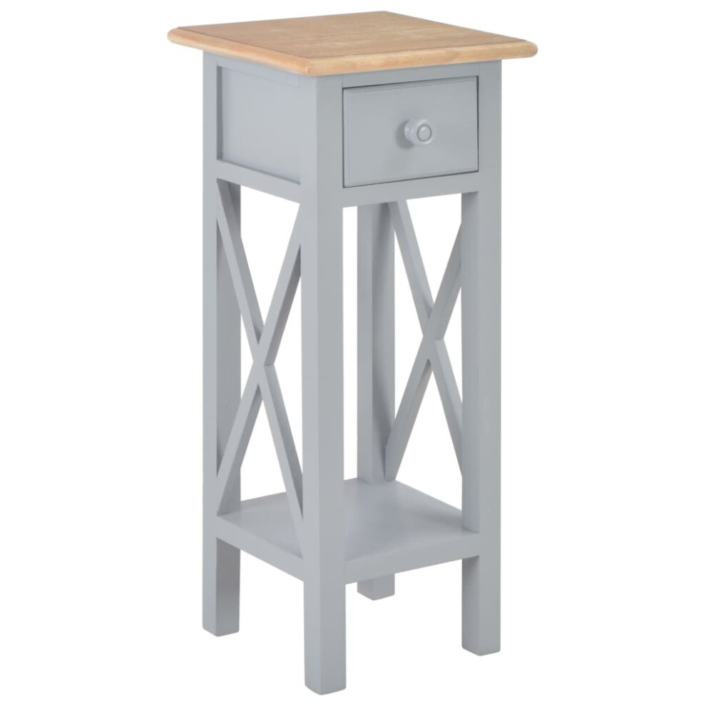 Vidaxl Side Table Grey Wood Bedside Storage Cabinet Telephone Nightstand Stand