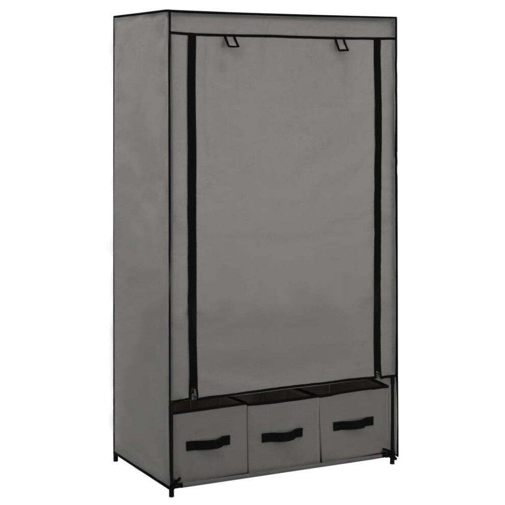 vidaXL Wardrobe Grey Fabric Clothing Garment Stand Storage Cupboard Organiser