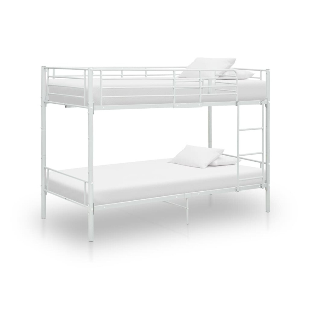 Vidaxl Bunk Bed White Metal 90X200cm Bedroom Loft Bed Twin Sleeper For Kids