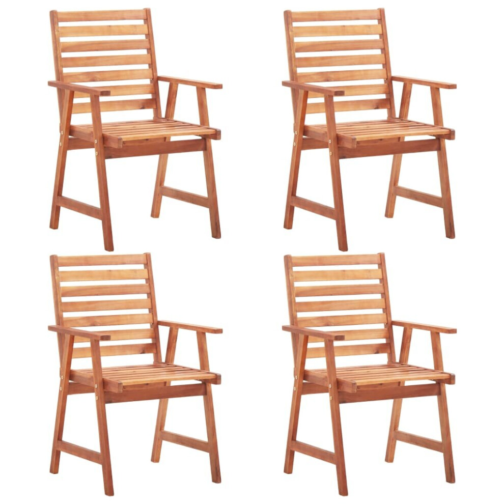 vidaXL 4x Solid Acacia Wood Outdoor Dining Chairs Garden Backyard Dinner Chair