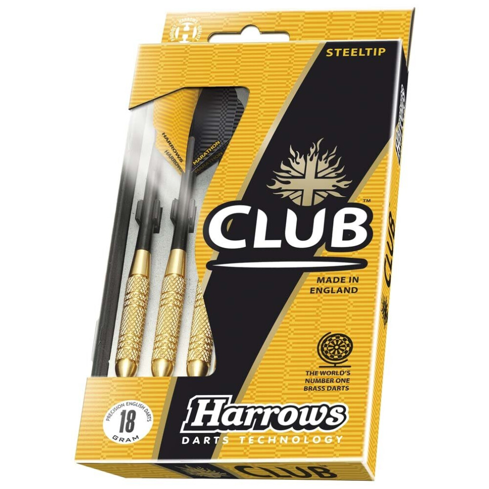 (Black, 20g) Harrows Club Steel Tip Brass Darts Black/Gold