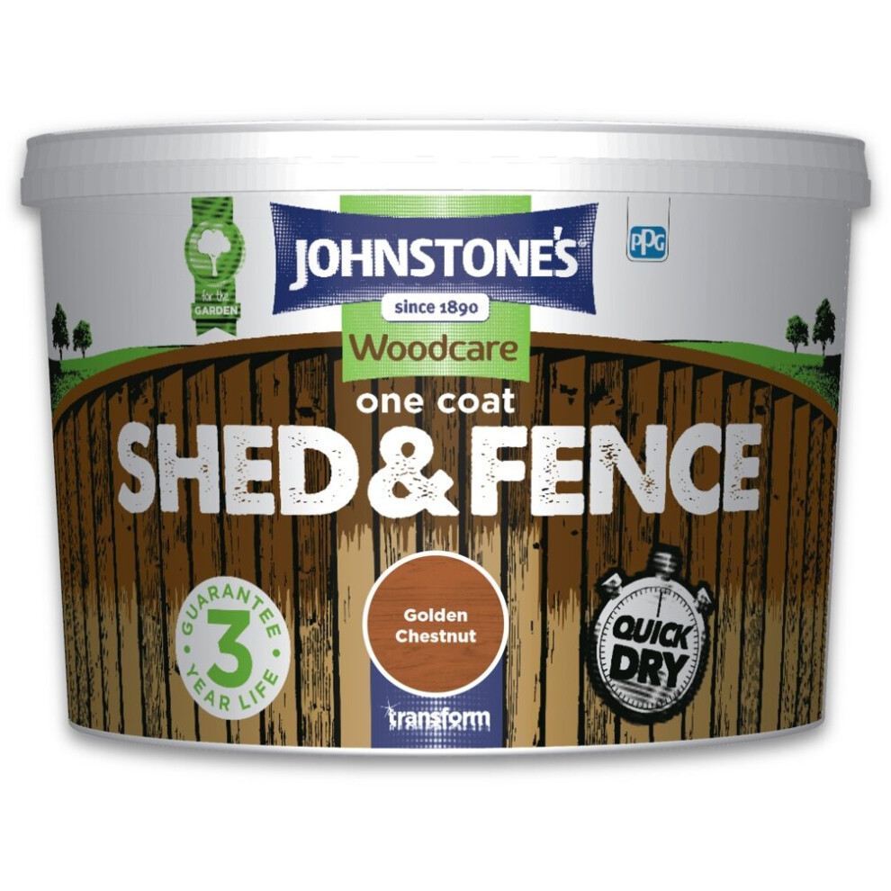 (Golden Chestnut, 9L) Johnstone's Woodcare One Coat Shed & Fence Paint