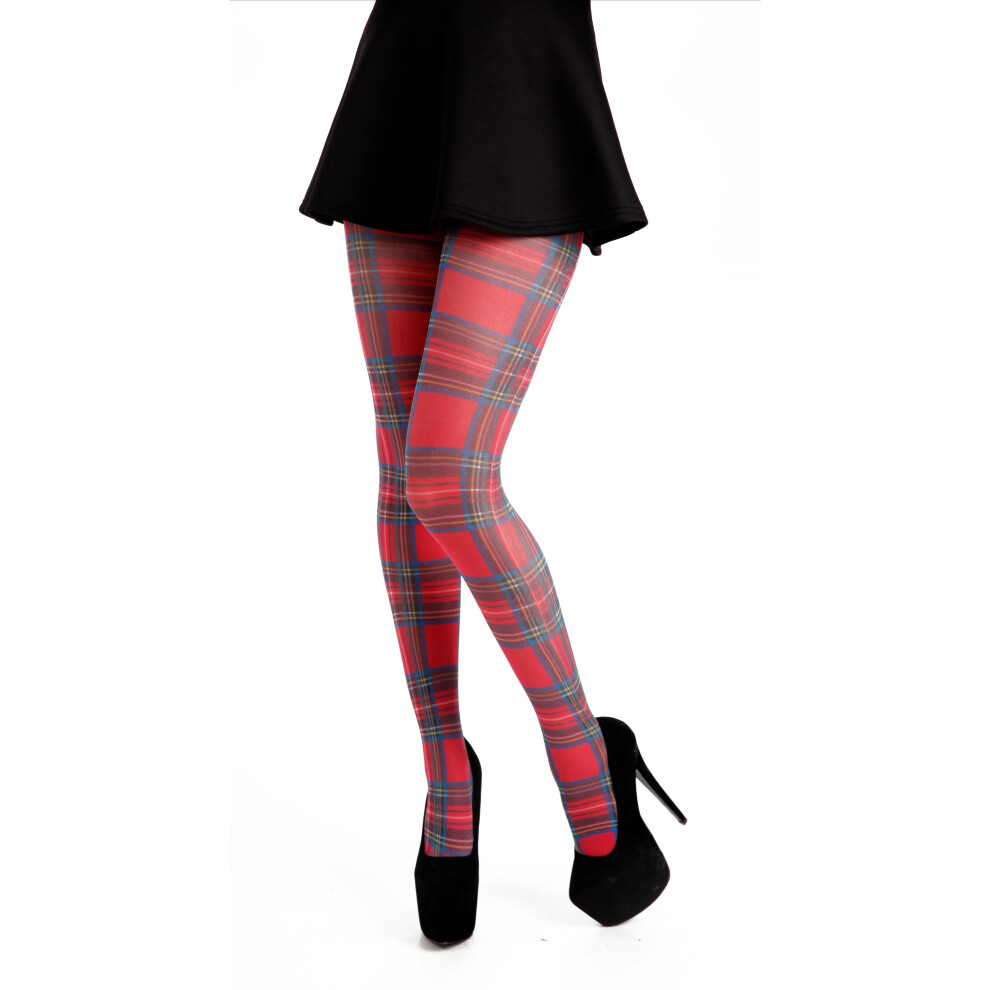 (XXL (20-24), Original Red Tartan Tights - Red) Pamela Mann Coloured Tartan Plus Size Ladies Women Tights Scottish Clans Check Tights