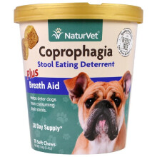 NaturVet, Coprophagia, Avskräckande av avföringssug, + andningshjälp, För hundar, 70 mjuka kuber, 5,4 oz (154 g)